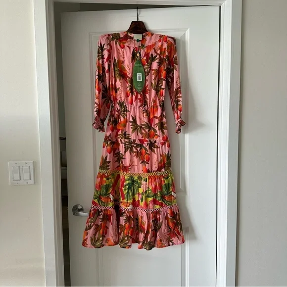 Farm Rio Mixed Mango Trees Midi Dress